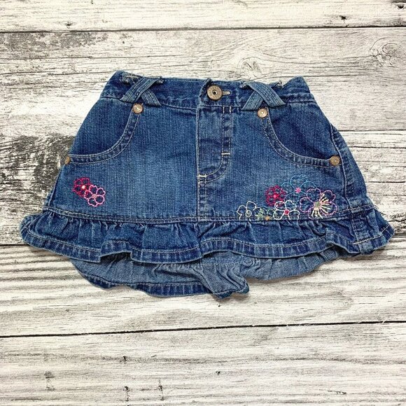 OshKosh B'Gosh Floral Print Denim Skirt - Picture 1 of 4
